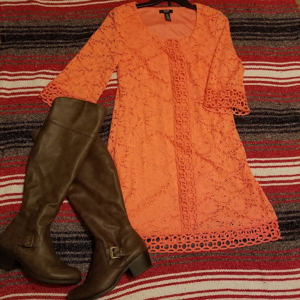 Coral lace dress